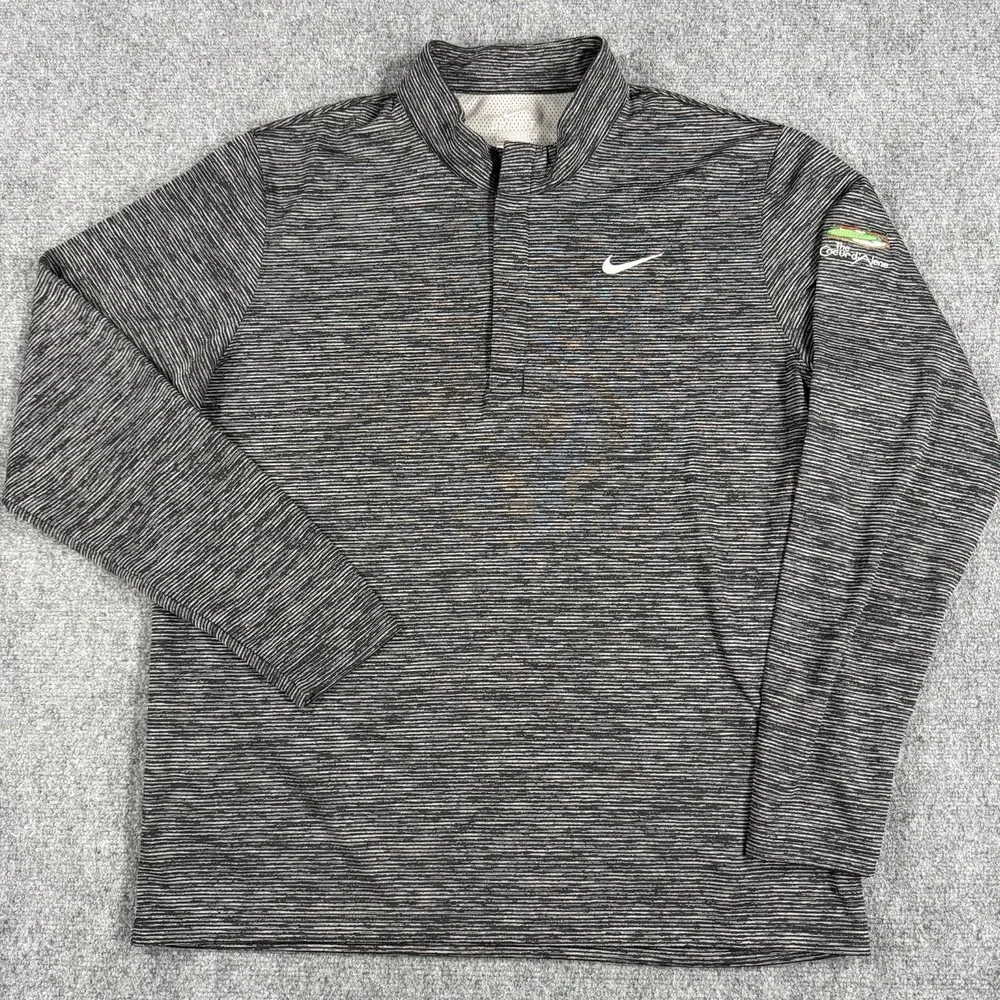 Nike Golf 1/4 Zip Pullover Mens XL Gray Striped Performance Coeurd Alene Victory